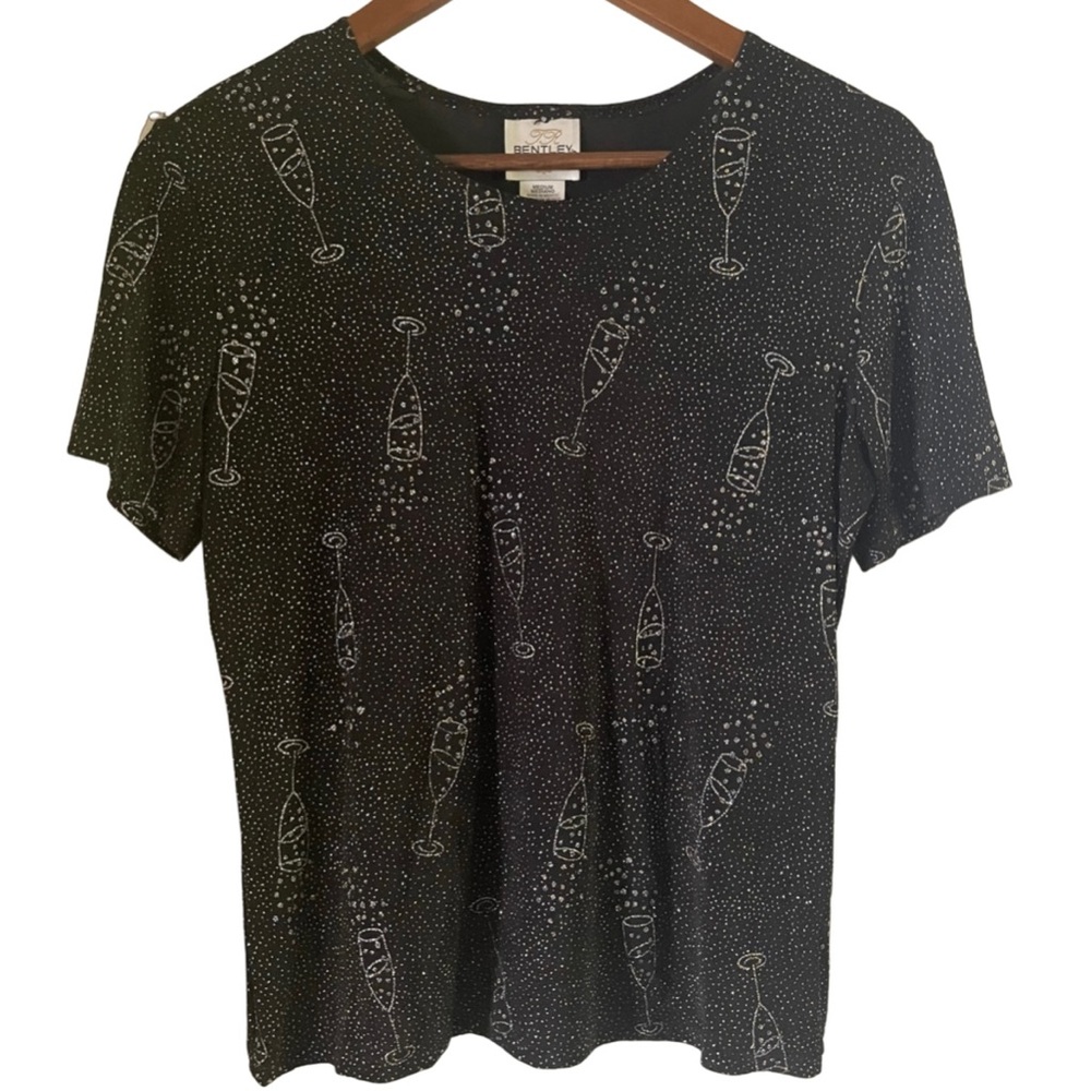 VINTAGE Glitter Champagne Short Sleeve Top